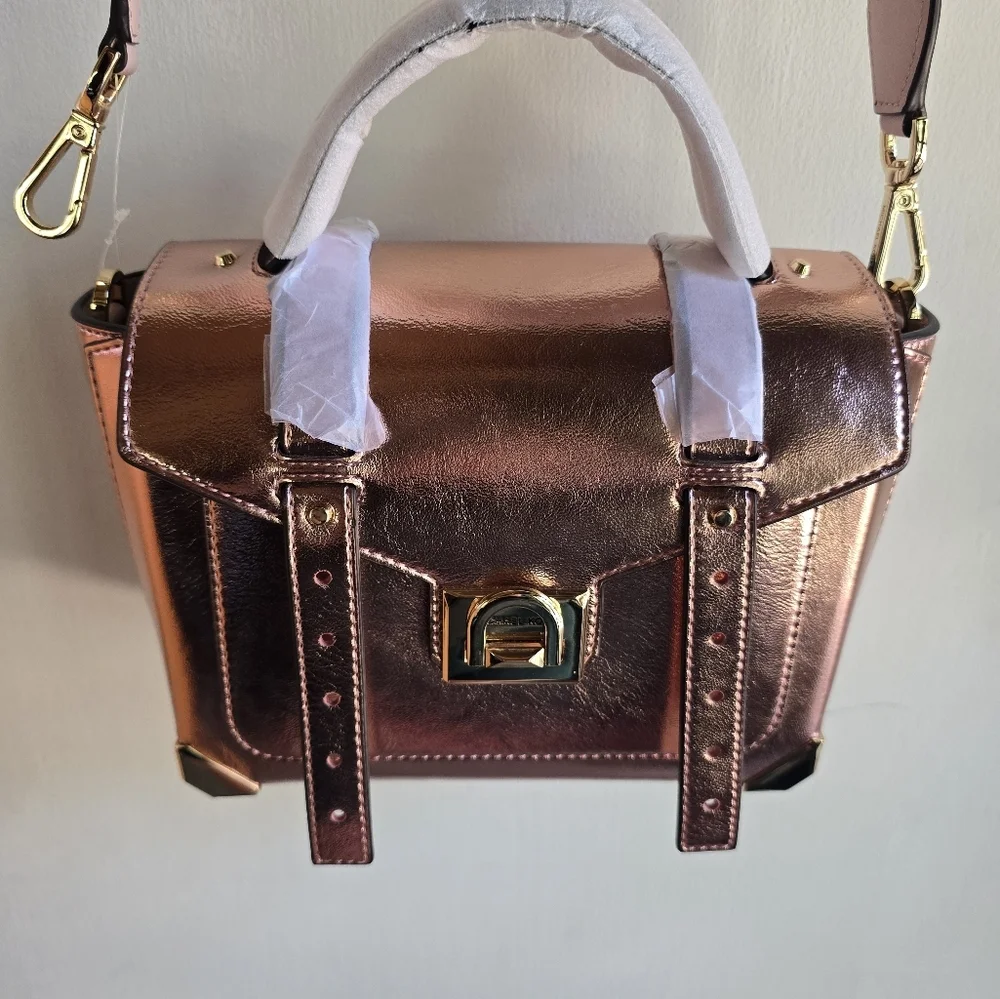 Michael Kors Manhatten Metallic Rose Gold Handbag NWT